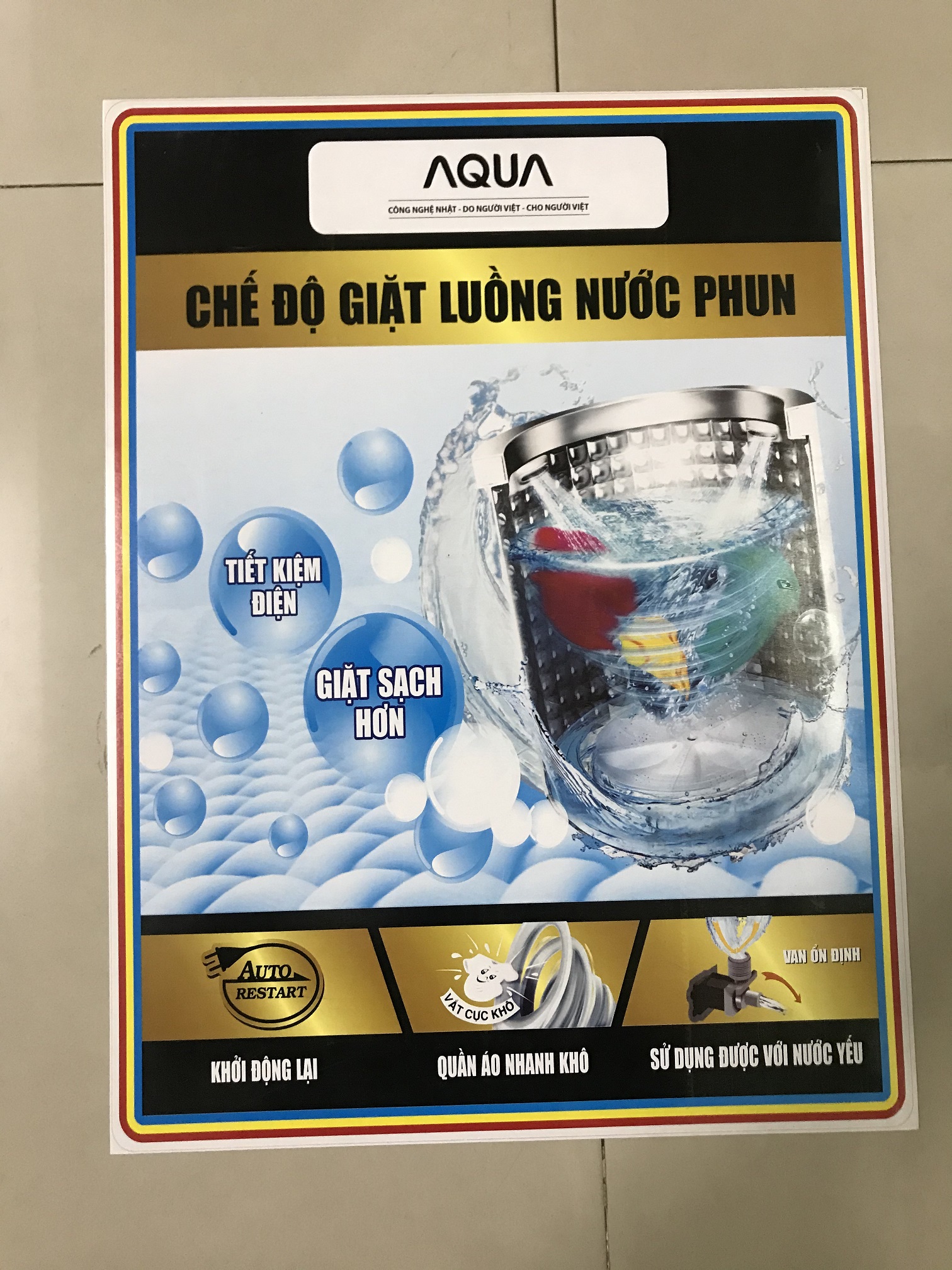 [HCM]Tem dán máy giặt Aqua/ Miếng dán máy giặt Aqua (mẫu 3)