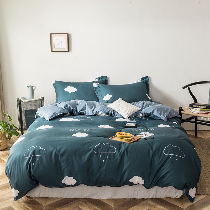 Trọn bộ 4 món cotton poly nhập mẫu rainyday xanh sang chảnh