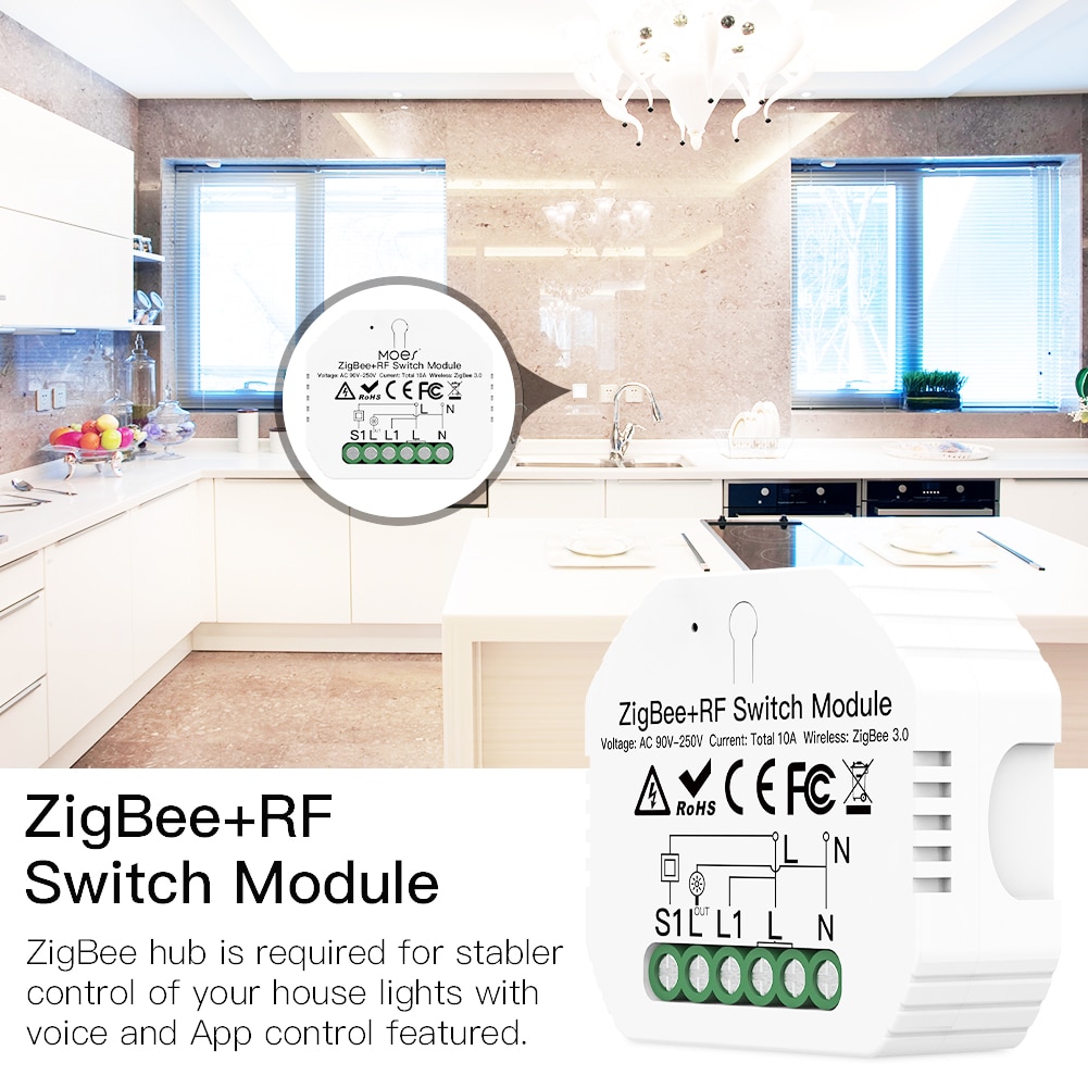 【COD】Moes Smart ZigBee WiFi Switch Module Dimmer Curtain Switch Smart Life App Remote Control Alexa G oogle Home Voice Control