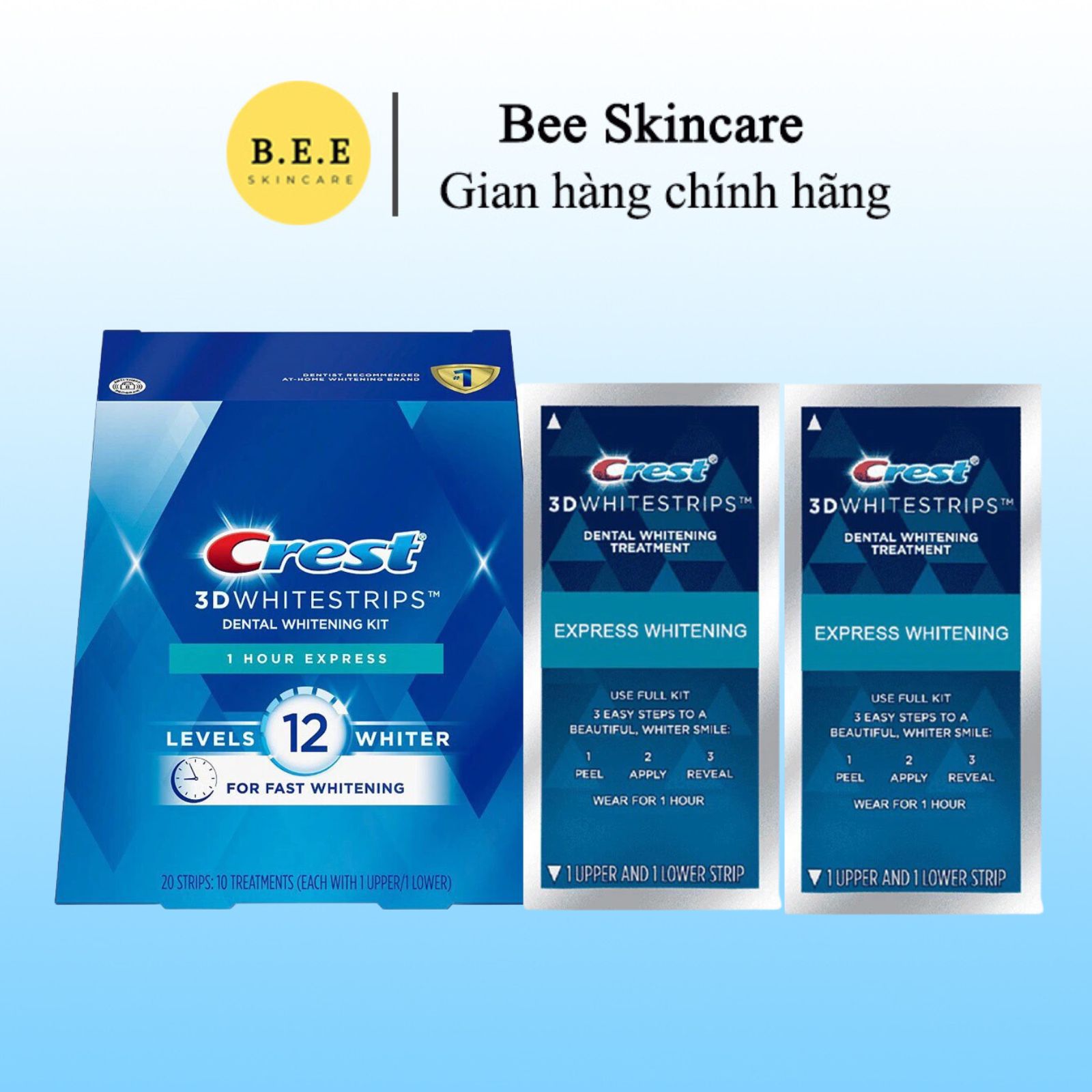 Miếng Dán Trắng Răng Crest 3D White Professional Professional Effects/ Express Whitening Bee Skincare