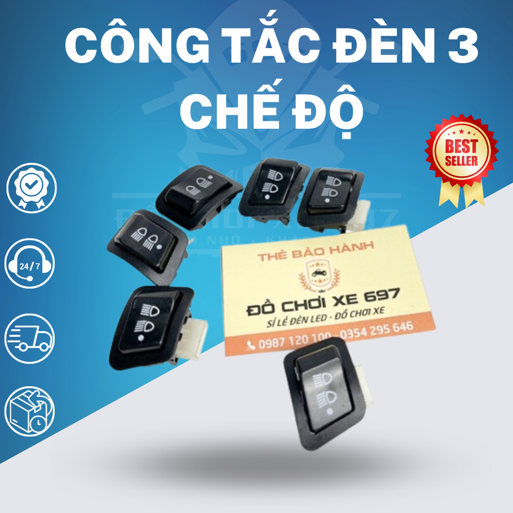 Công tắc đèn 3 chế độ lắp xe honda. chức năng tắt-pha-cos
