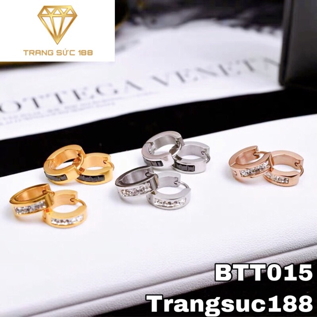 Bông tai titan nữ khoen đá BTT15, sản phẩm như hình, đảm bảo chất lượng hoàn toàn tốt, hợp thời trang, sang trọng, quý phái