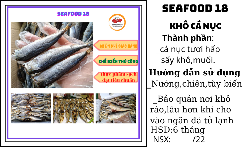 Cá nục khô không đầu ,cá khô chế biến thủ công