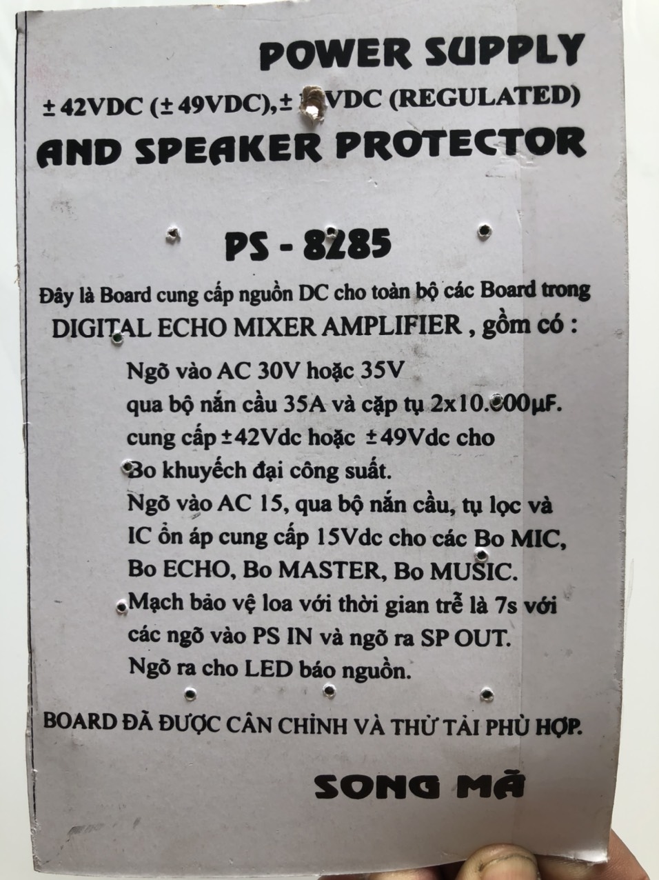 MẠCH NGUỒN AMPLY 2 TỤ- SONG MÃ DC-8285