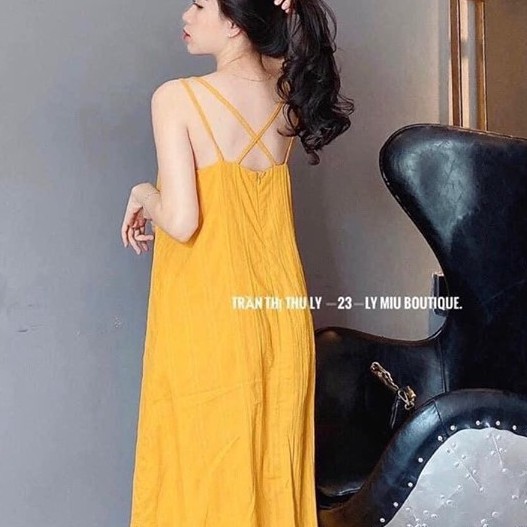 Váy Maxi 2 dây ĐAN CHÉO đi biển chất đũi lụa mềm mại