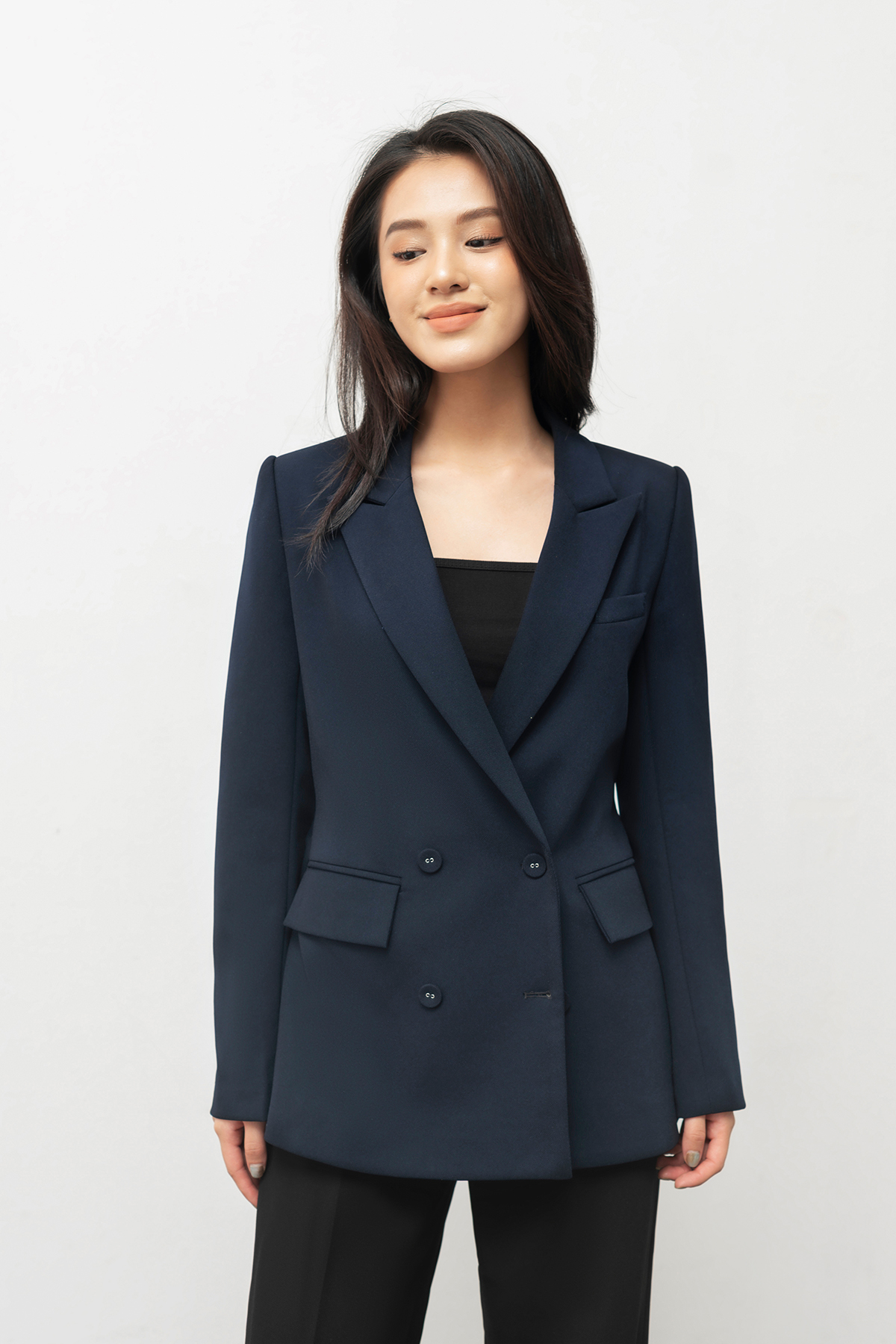 Maiimer - Áo blazer 4 cúc navy buộc vạt Dory