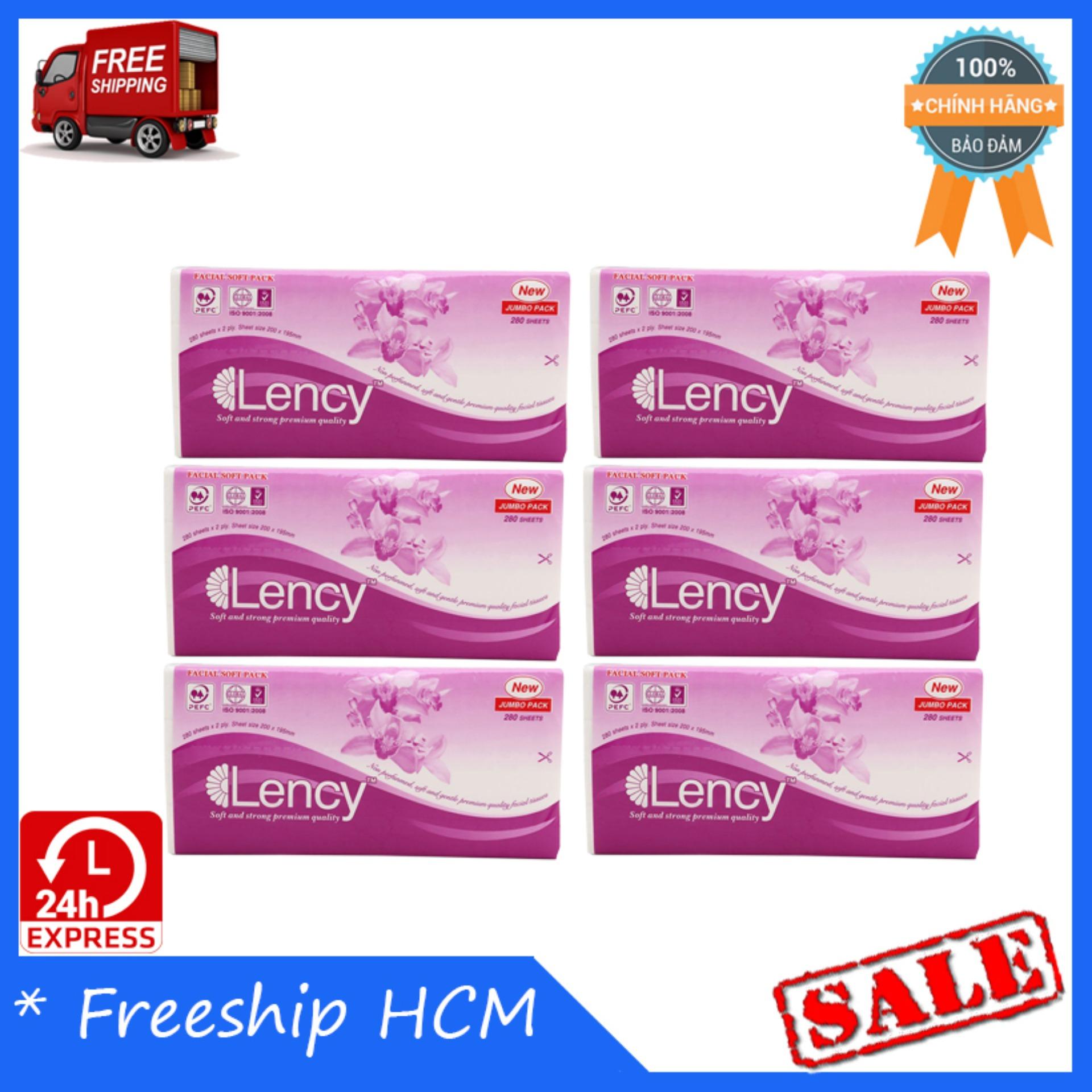 Combo 6 gói Khăn giấy lụa Lency 180 tờ (3 lớp)