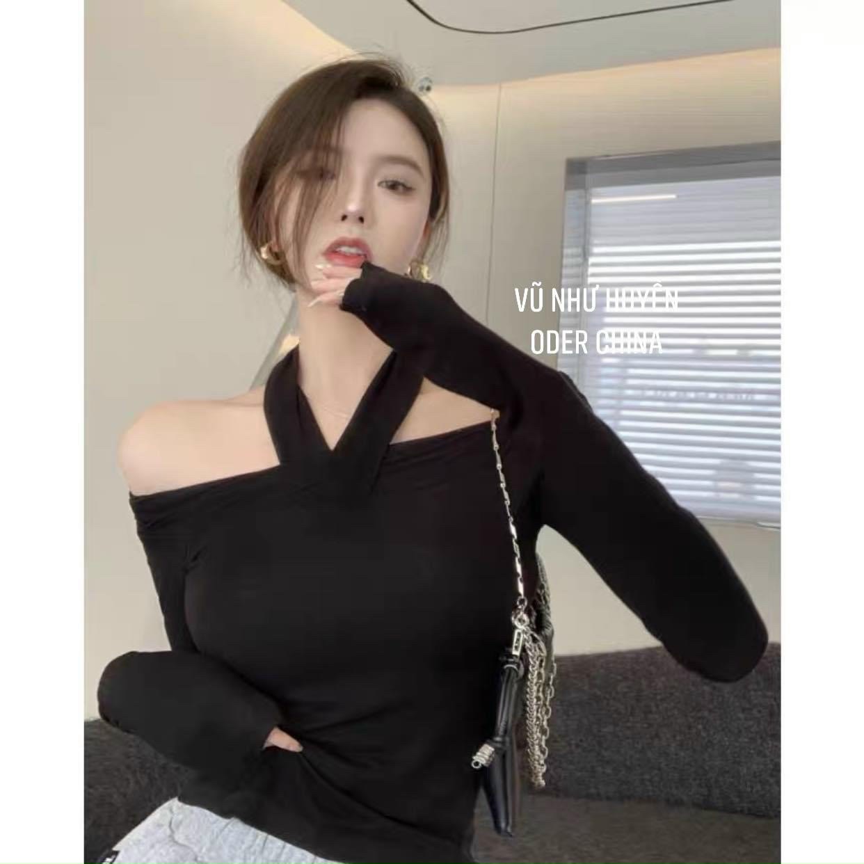 [HÀNG CÓ SẲN] Áo Borip Tay Dài Rớt Vai Phối Yếm Dây Cổ Siêu Hot TTKXA0255