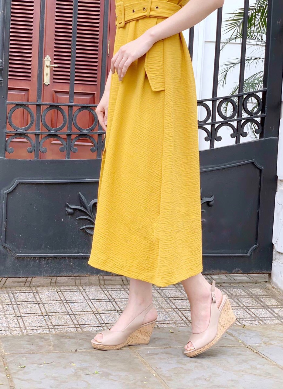 Sandal Đế Xuồng Da Thật Cao 7cm