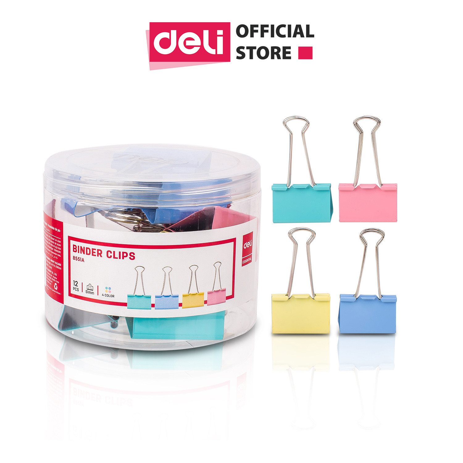 Kẹp bướm màu 51mm deli - 12 cái/hộp - e8551a