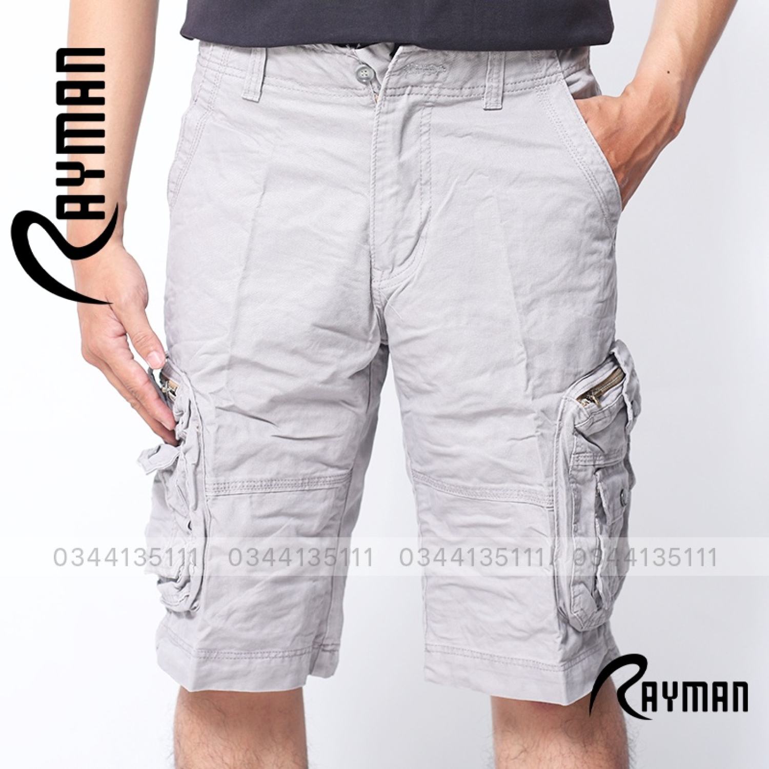 Quần short kaki nam túi hộp rayman quần sọt đùi ngắn vnxk màu đen, xám, kem