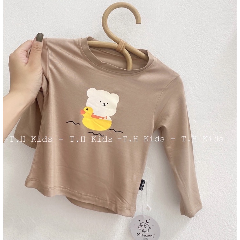ÁO DÀI TAY THUN LẠNH HÌNH GẤU CHO BÉ