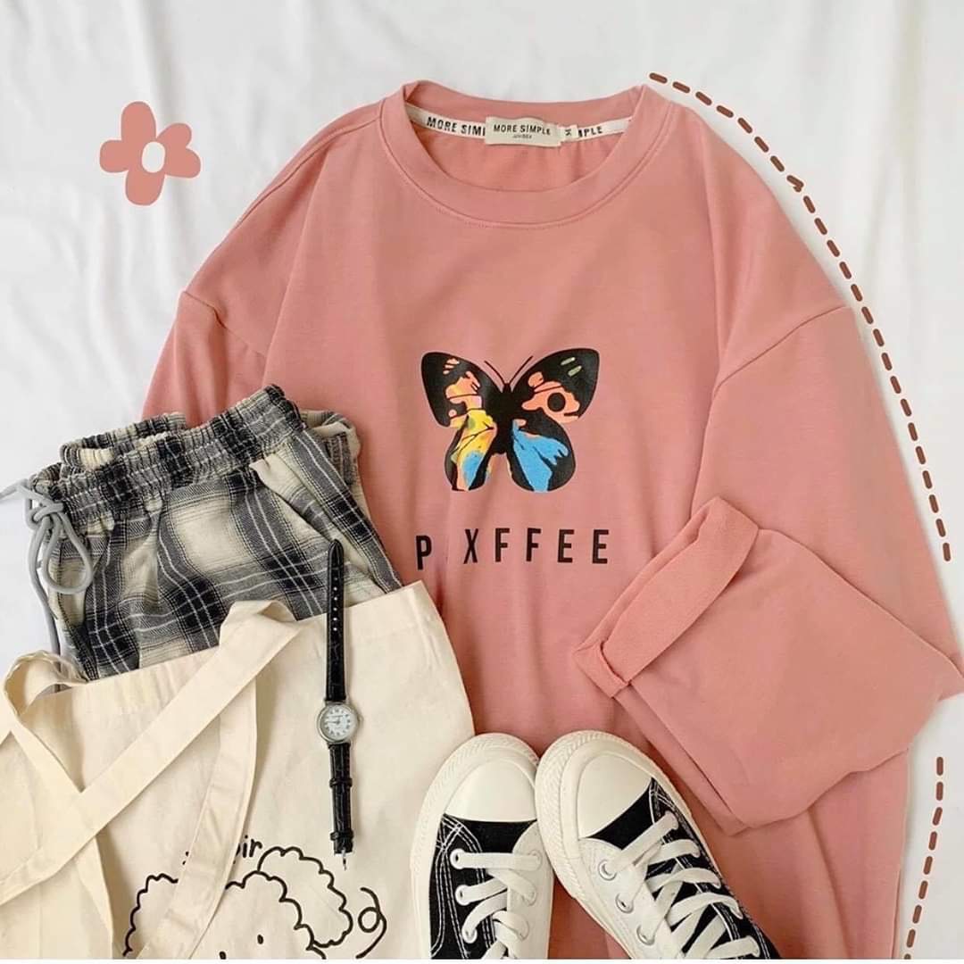 ÁO SWEATER IN CON BƯỚM DỄ THƯƠNG FORM RỘNG