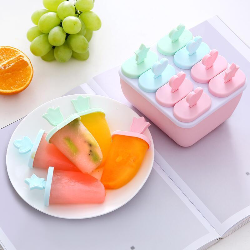 Bộ Khuôn Làm Kem Que 8 Ngăn Nhỏ Tiện Dụng, Khuôn Kem Mùa Hè 8 Khuôn Kẹo Kem Que Thu Nhỏ, Khuôn Sô Cô La, Tiện Lợi, Khuon Lam Kem