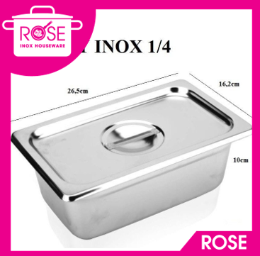 Khay inox, khay inox đựng thạch trà sữa loại inox 304 Cao Cấp 1/4