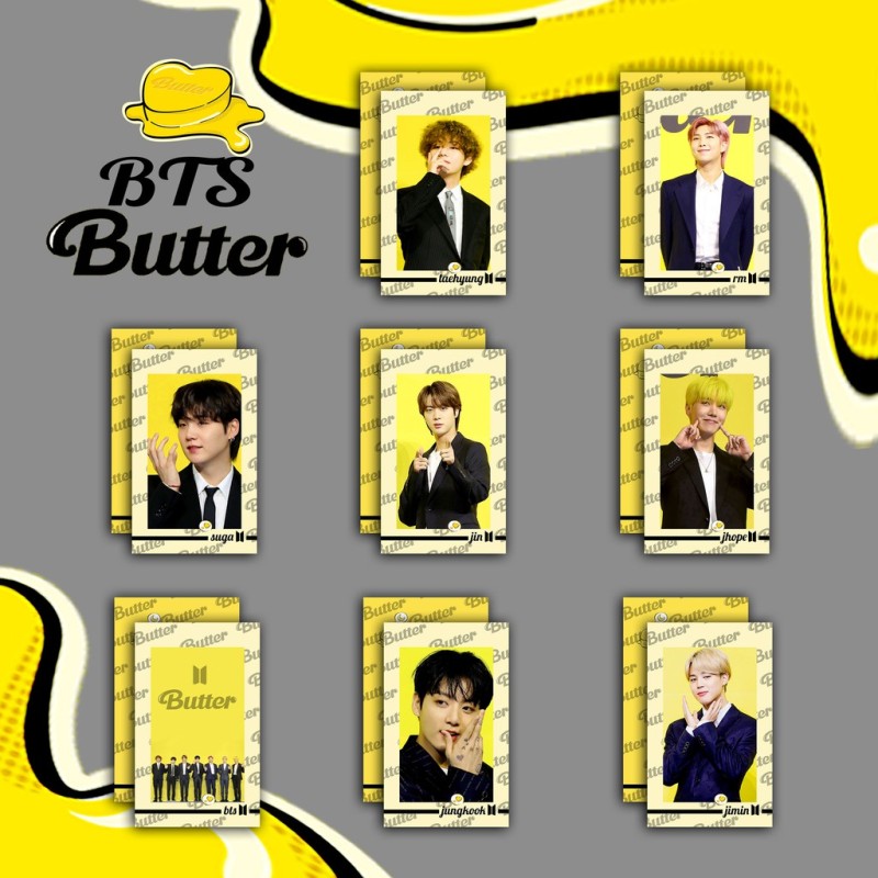 Set 7 tấm card BTS BUTTER - 7 thành viên Jin, Jimin, Suga, Jungkook, Taehyung, Jhope, RM để collect hoặc làm sự kiện