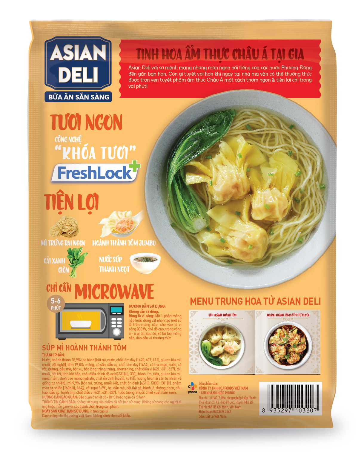 [HCM-HN] Hoành thánh ăn liền Asian Deli đủ vị (Súp hoành thánh, Súp mì hoành thánh)