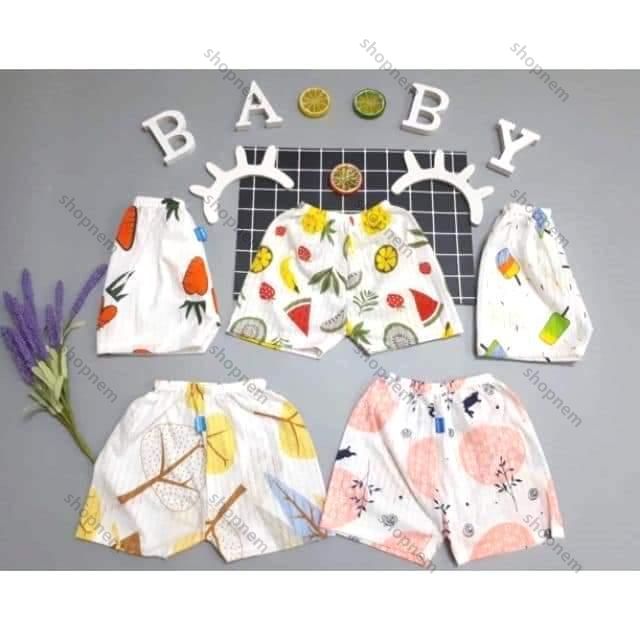 Combo 5 quần đùi cotton giấy bé trai bé gái, quần chục trẻ em
