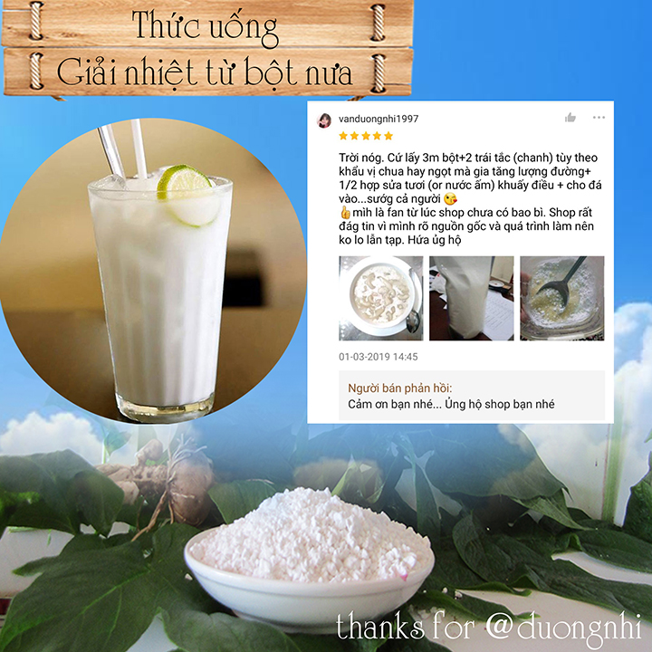 Bột nưa - bột huyền thanh nhiệt, cơ thể giúp làm đẹp da, giàu xơ, hỗ trợ giảm cân, thích hợp cho người đang quan tâm đến chế độ ăn xanh và sạch