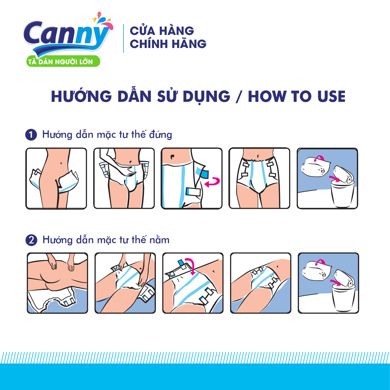 Tã Dán Người Lớn Canny Siêu Mềm, Siêu Thấm, Kháng Khuẩn Size M/L/XL (10 Miếng)
