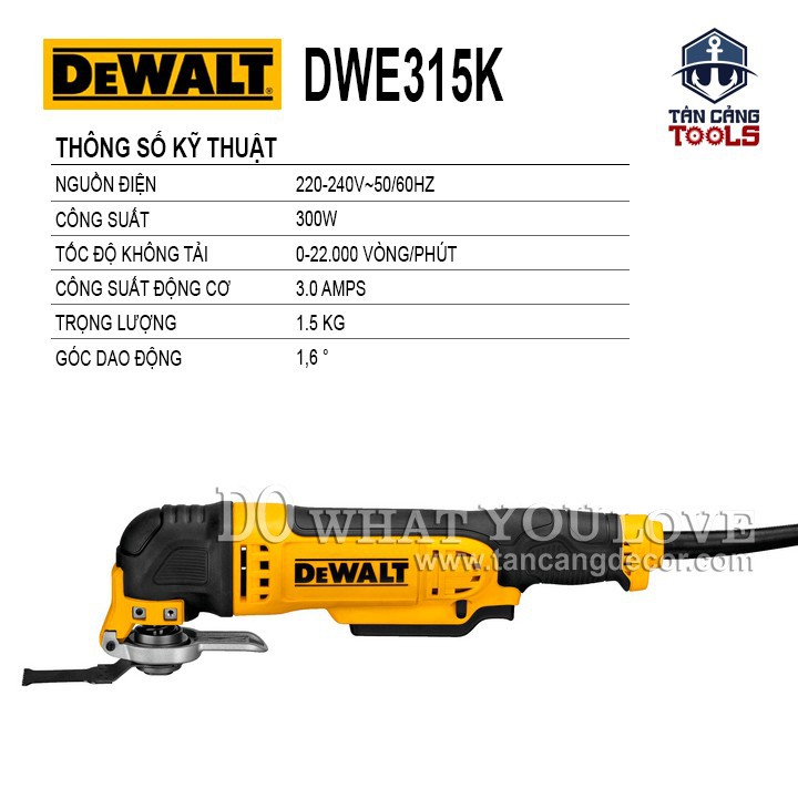 [Trả góp 0%] Máy Cắt Rung Đa Năng DeWalt DWE315K 300W