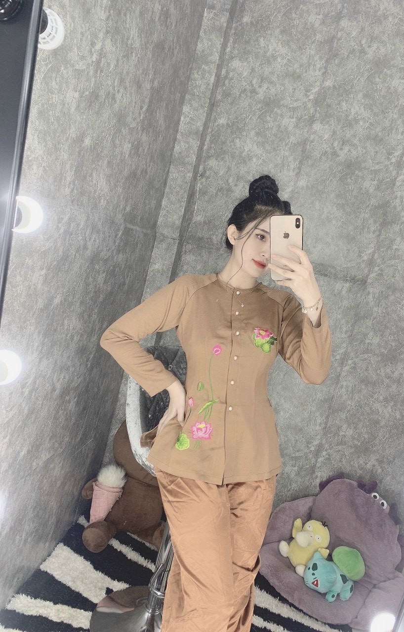 BÀ BA LỤA THÊU SEN ĐỒ LAM ĐI CHÙA ĐỒ THỜI TRANG