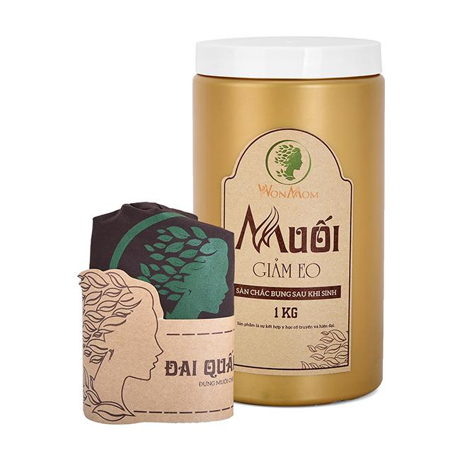 Combo Đai quấn muối + muối thảo dược giảm eo sau sinh Wonmom