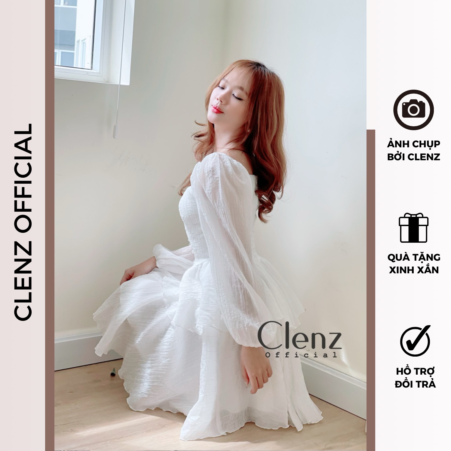 [ Clenz - Váy thiết kế cao cấp ] Đầm tiểu thư tay dài cổ điển D11