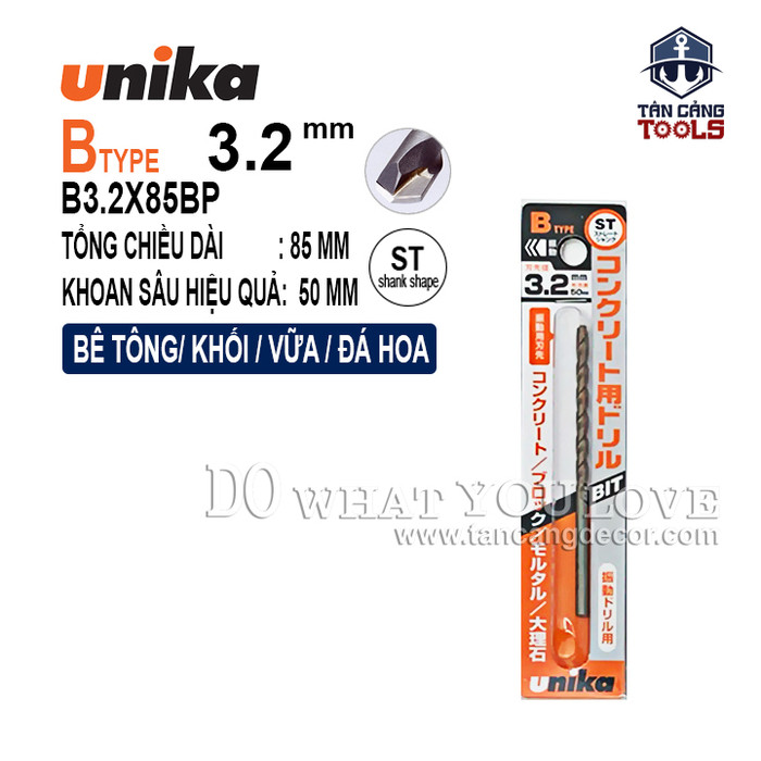 Mũi khoan bê tông unika b chuôi tròn