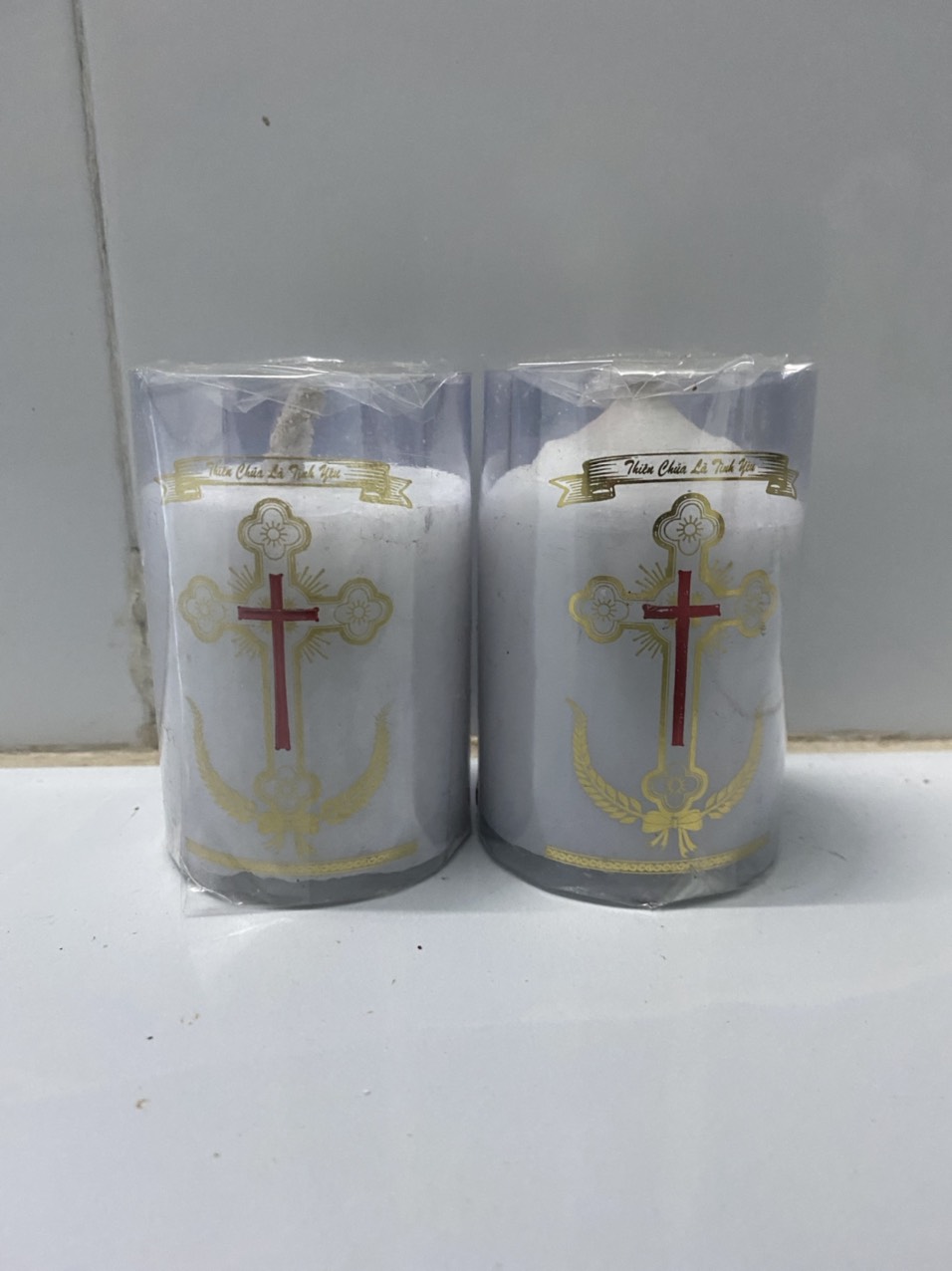 225. Cặp đèn cầy công giáo 6cm