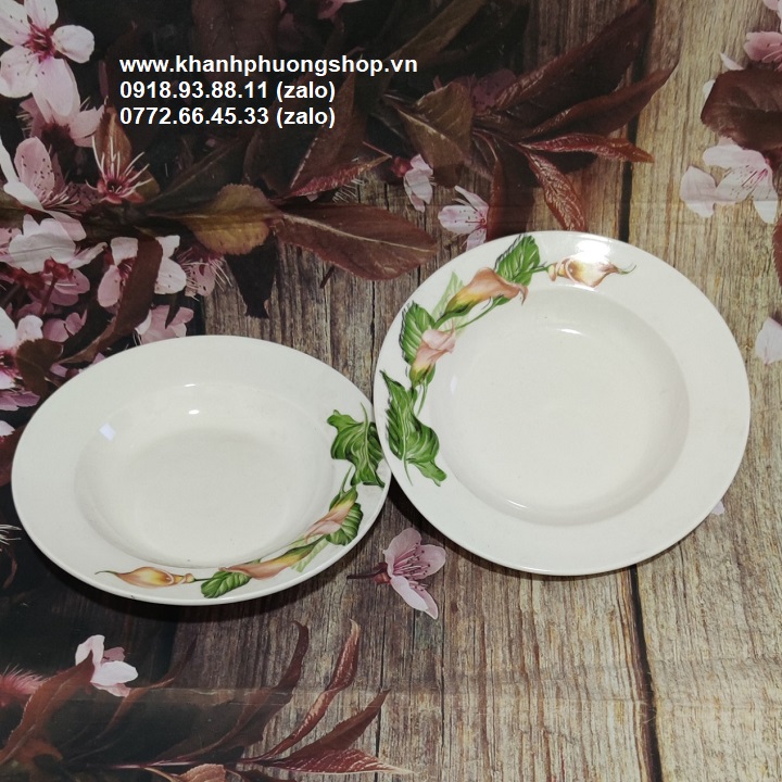 Combo 2 dĩa sứ lòng sâu  20cm- dĩa sứ sâu lòng