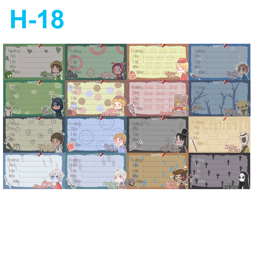 [HCM]Nhãn vở Identity V (combo 3 set 48 nhãn vở)