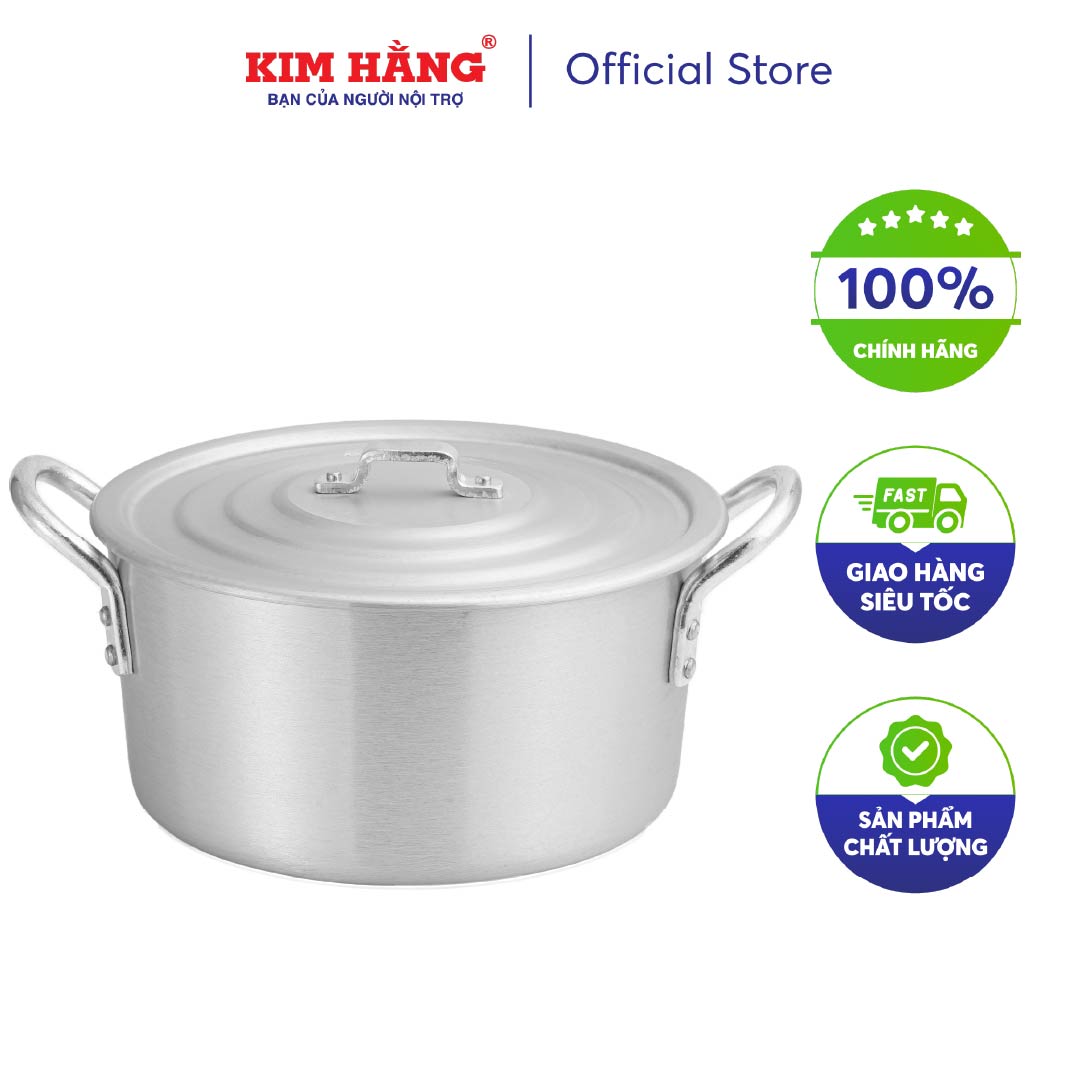 [CHÍNH HÃNG] Nồi Nhôm ĐB quai tròn xi bóng Kim Hằng size 16/18/20/22/24/26/28/30