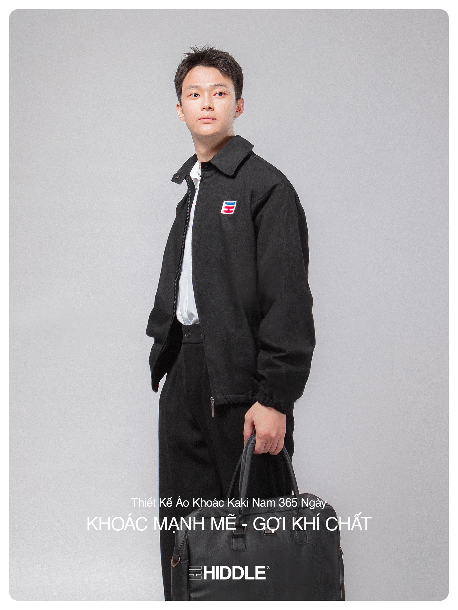 Áo Khoác Kaki Khóa Kéo Basic HIDDLE, Jacket Nam | H02-AK3