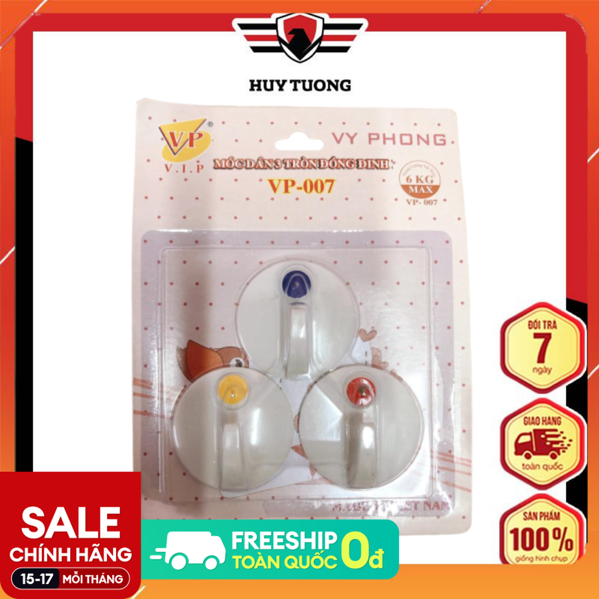 Bộ ba móc treo dán tường cực kỳ chắc chắn ( Có đinh đóng ) - Lep Store