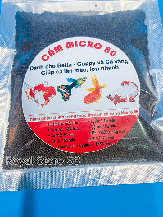 Micro 80 (cám hạt nổi) thức ăn cho cá betta, guppy, cá vàng