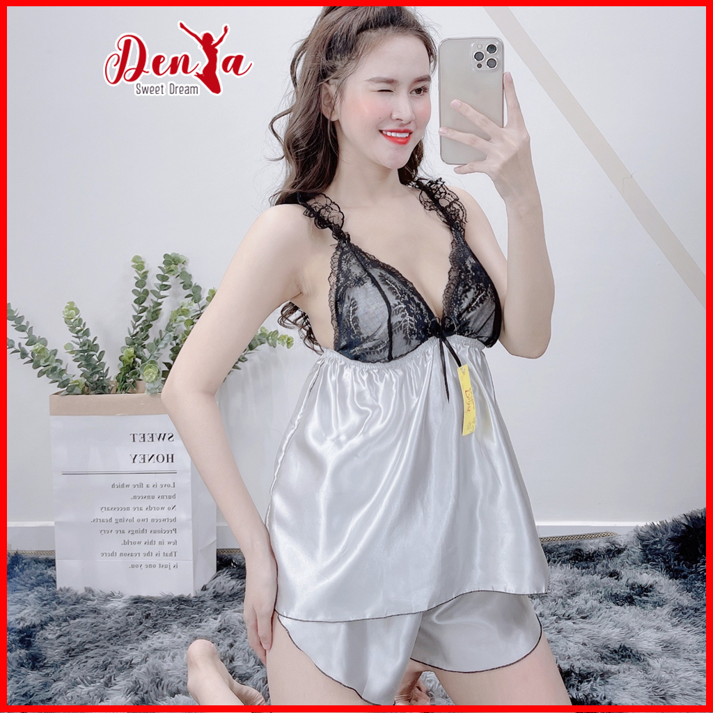 Bộ ngủ 2 dây nữ DENYA sexy quyến rủ không mút, chất lụa phi mềm mịn DN2