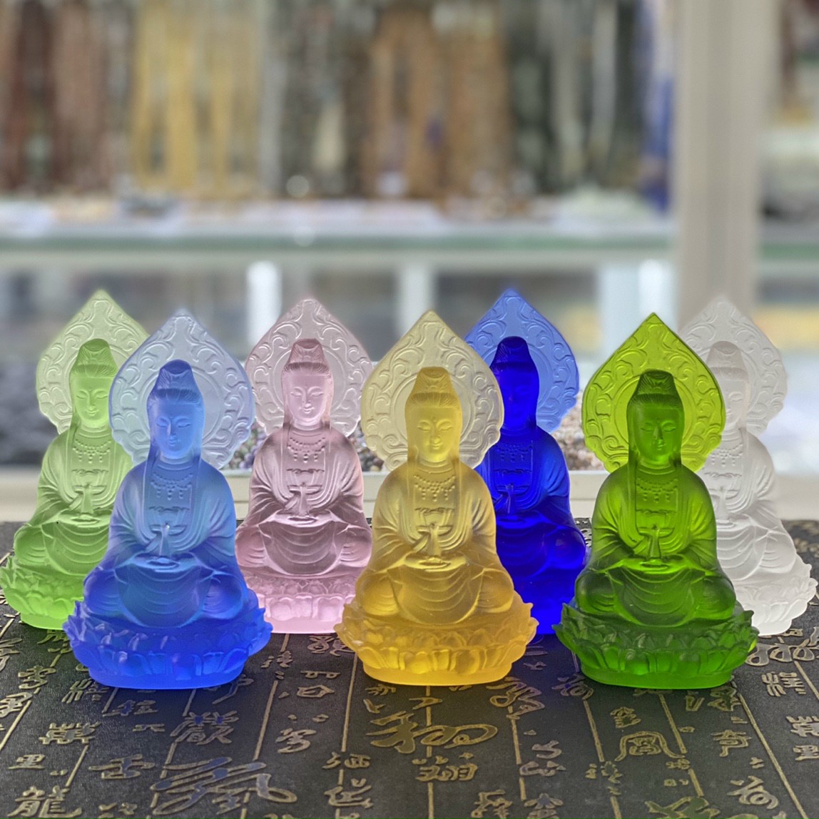 Tượng quan thế âm lá bồ đề , quan thế âm đá lưu ly cao cấp - cao 13cm