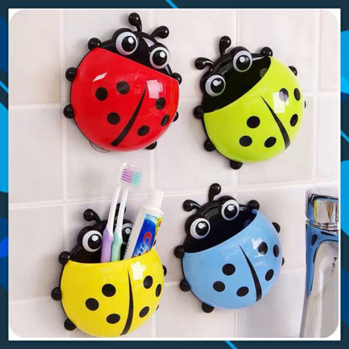 [TẶNG KÈM BÀN CHẢI ] Giá đựng kem bàn chải đánh răng hình bọ rùa đáng yêu-Hộp đựng bàn chải- bọ rùa dán tường để đồ