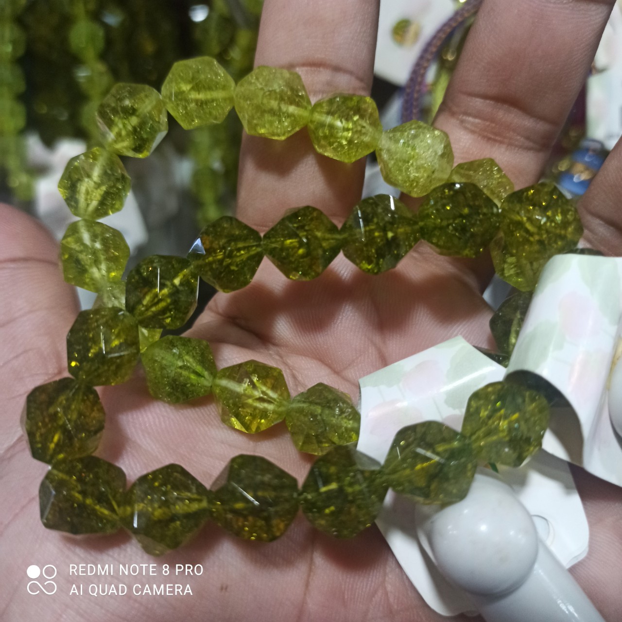 Vòng Tay Phong Thủy Đá Peridot kiểu bát giác