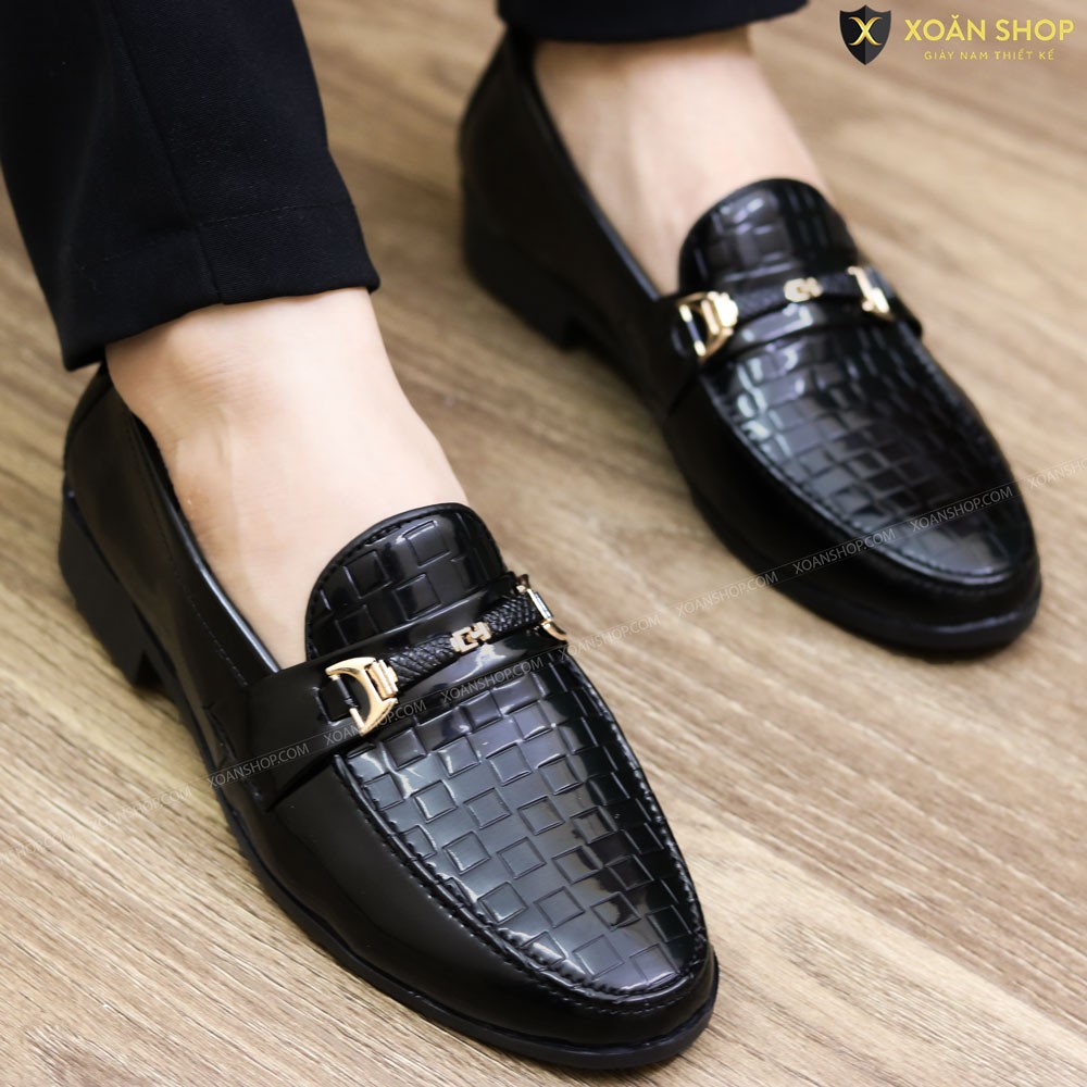 GIÀY LƯỜI DA NAM CÔNG SỞ GIÁ RẺ- CHẤT LIỆU DA PU CAO CẤP-ĐẾ CAO SU 3CM CHỐNG TRƠN TRƯỢT MÃ L157 MÀU ĐEN