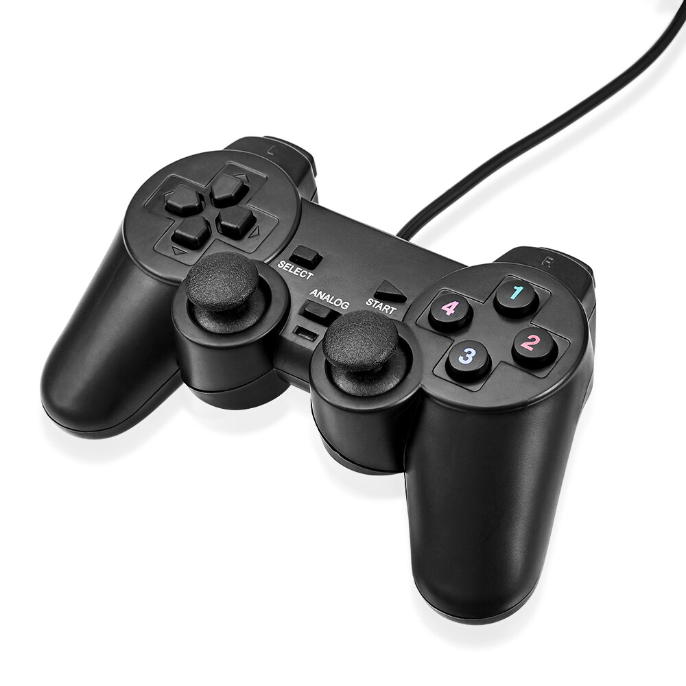 Tay Cầm Chơi Game Cho Pc/Laptop Cổng Usb Đen (Có Gạt Analog Và Có Rung) - Dc2538
