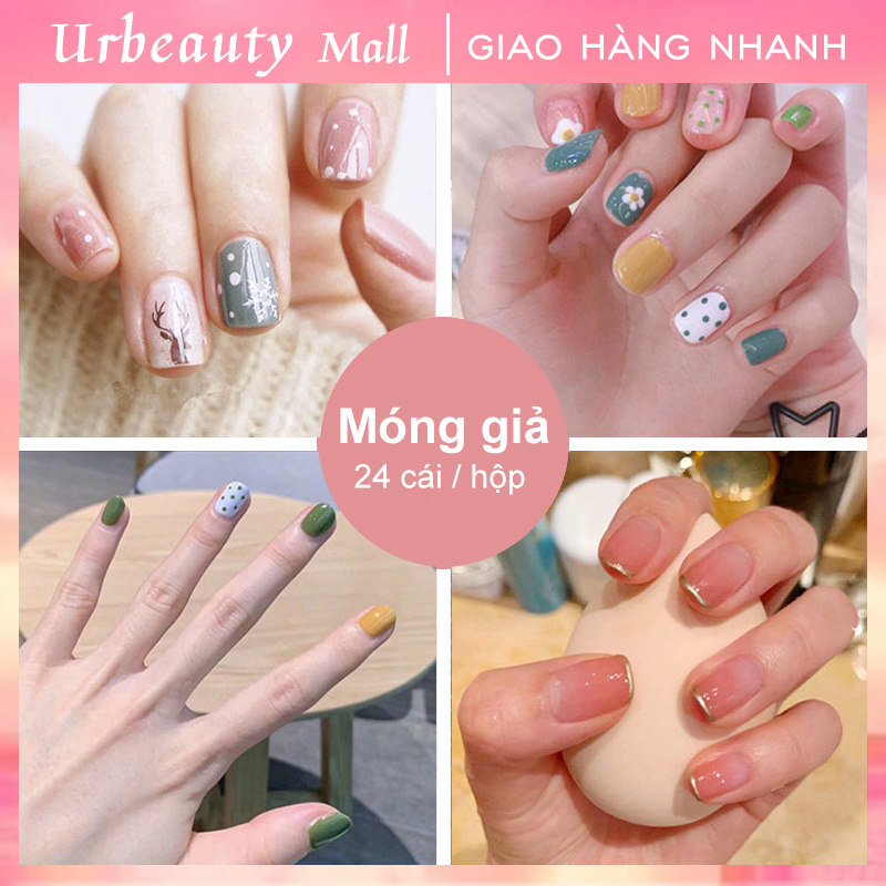 【Urbeauty Mall】Hộp 24 Móng tay giả (Chứa keo),Năm phong cách chọn móng tay giả, nail giả , móng giả A8 ( Sản phẩm đã có sẳn keo ) giá rẻ