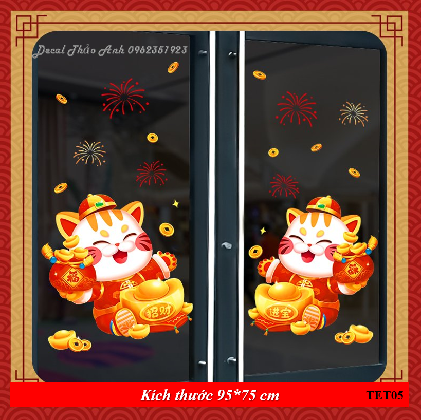 {Nhóm Decal trang trí Tết - Noel 2023} Decal Trang trí Tết 2023 dán cửa kính