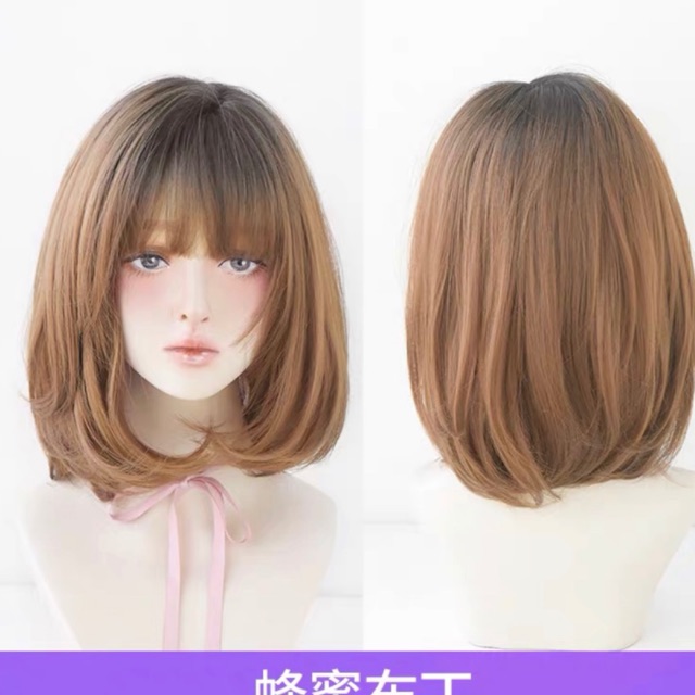 Tóc giả cúp tự nhiên chân đen nâu vàng 🥰cc79😀😀