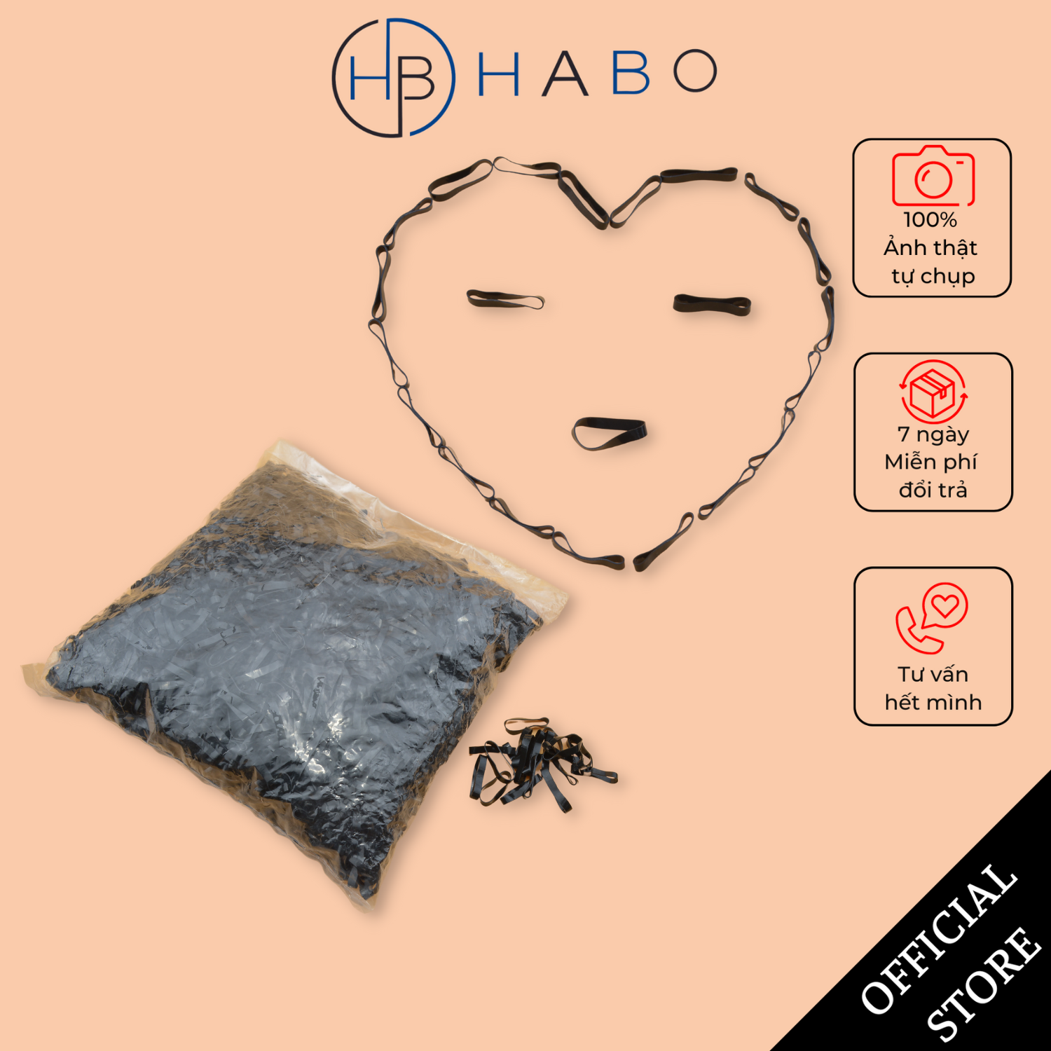 Thun cột tóc đen, chun buộc tóc màu đen siêu dai 100g