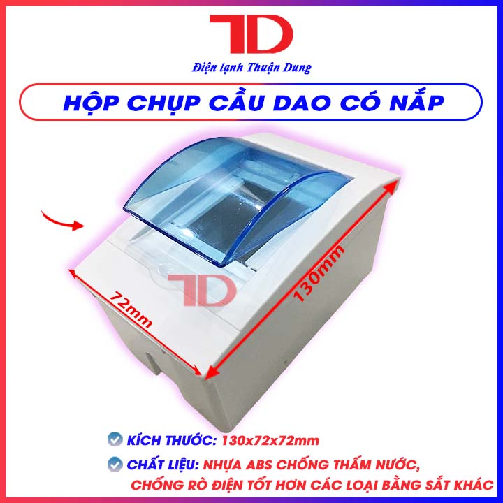 Hộp chụp cầu dao LSE có nắp, đế nổi chống mưa chống bụi, nhựa ABS chống cháy, chống va đập, bền bĩ, Điện Lạnh Thuận Dung