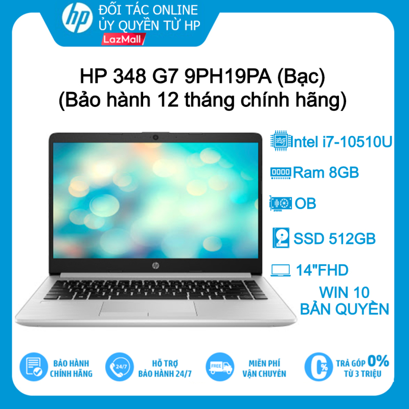TRẢ GÓP 0% - Laptop HP 348 G7 9PH19PA (Bạc) i7-10510U| 8G| 512GB| 14FHD| OB| WIN 10 Hàng chính hãng new 100%