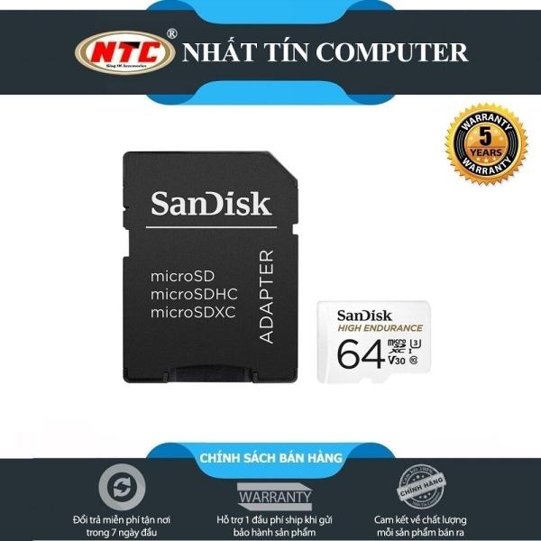 [HCM]Thẻ nhớ MicroSDXC Sandisk High Endurance 64GB V30 UHS-I U3 4K R100MB/s W40MB/s chuyên camera quay đến 5000 giờ (Trắng) - Nhất Tín Computer