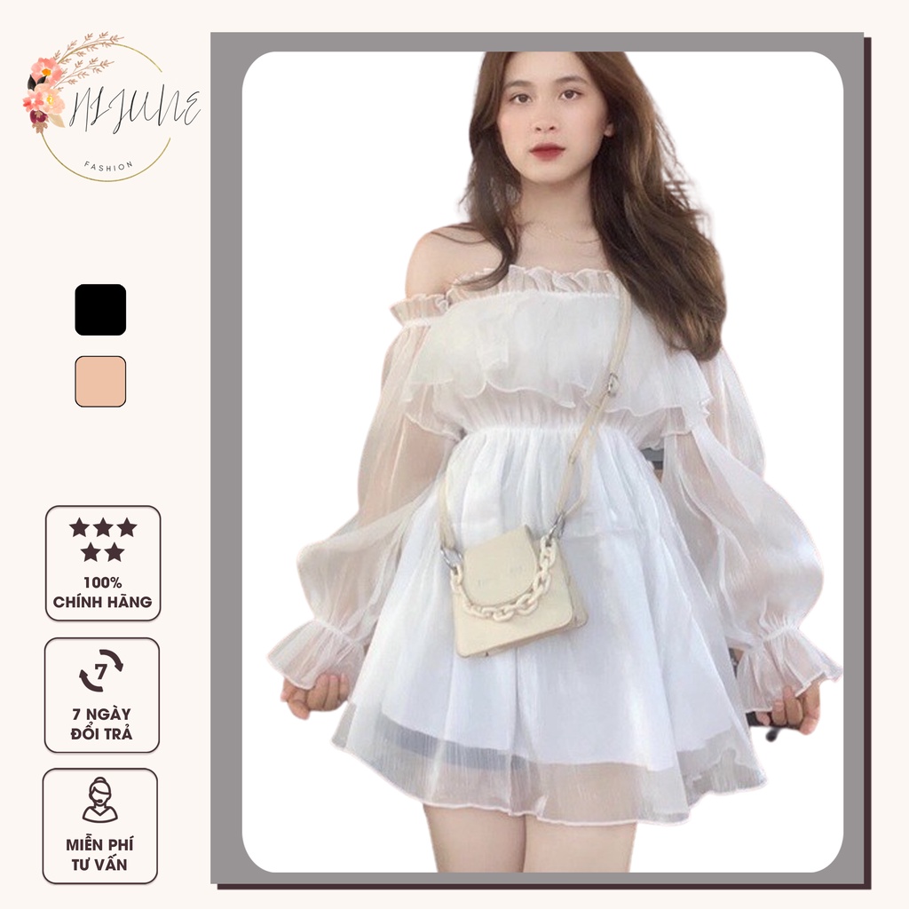 Áo Trễ Vai Babydoll Nữ Bánh Bèo Tay Phồng Kiểu Cổ Bèo Tiểu Thư Hijune Ak01  - Mixasale
